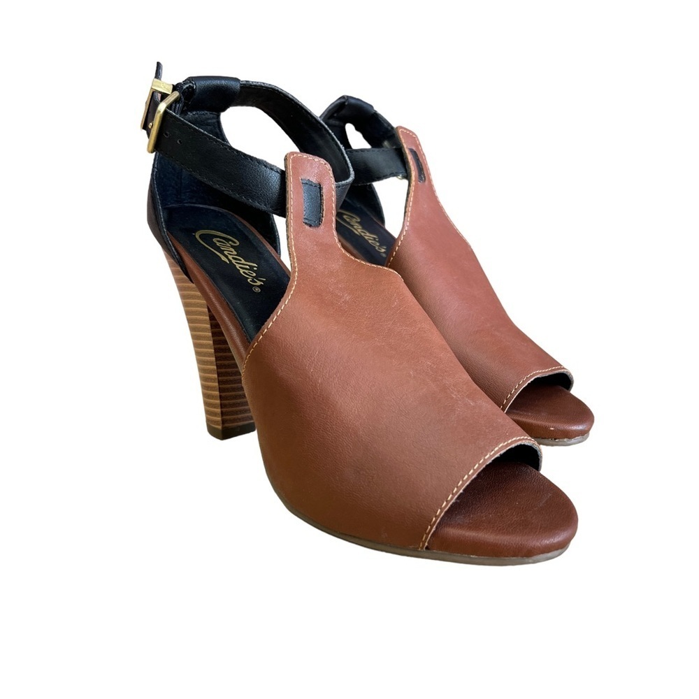 Candie's Brown Peep Toe Heel Sandal Size 7.5